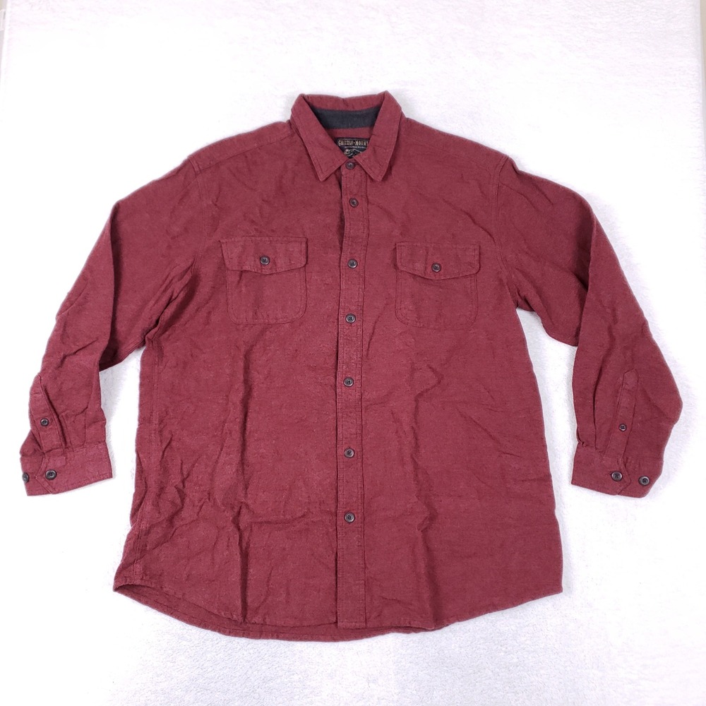 Grizzly Mountain Flannel Shirt Mens XXL Long Sleeve Burgundy Gorpcore Rugged